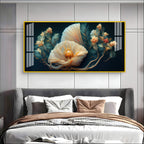 Beautiful Flower Artwork Acrylic Wall Art Canvas With Cream Petals And Dark Background