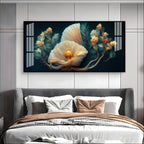Beautiful Flower Artwork Acrylic Wall Art Canvas With Cream Petals And Dark Background