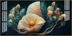 Beautiful Flower Artwork Acrylic Wall Art Canvas With Cream Petals And Dark Background