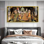 Radha Krishna Raas Leela Acrylic Wall Art Canvas With Devotional Hindu Spiritual Scene