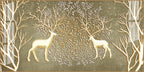 Artistic Deer And Trees Acrylic Wall Art Canvas With Gold Finish And Nature Theme