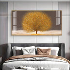 Modern Golden Tree Acrylic Wall Art Canvas With Elegant Nature And Luxury Finish