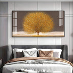 Modern Golden Tree Acrylic Wall Art Canvas With Elegant Nature And Luxury Finish