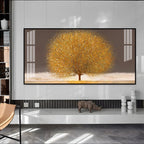 Modern Golden Tree Acrylic Wall Art Canvas With Elegant Nature And Luxury Finish