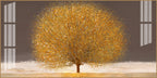 Modern Golden Tree Acrylic Wall Art Canvas With Elegant Nature And Luxury Finish