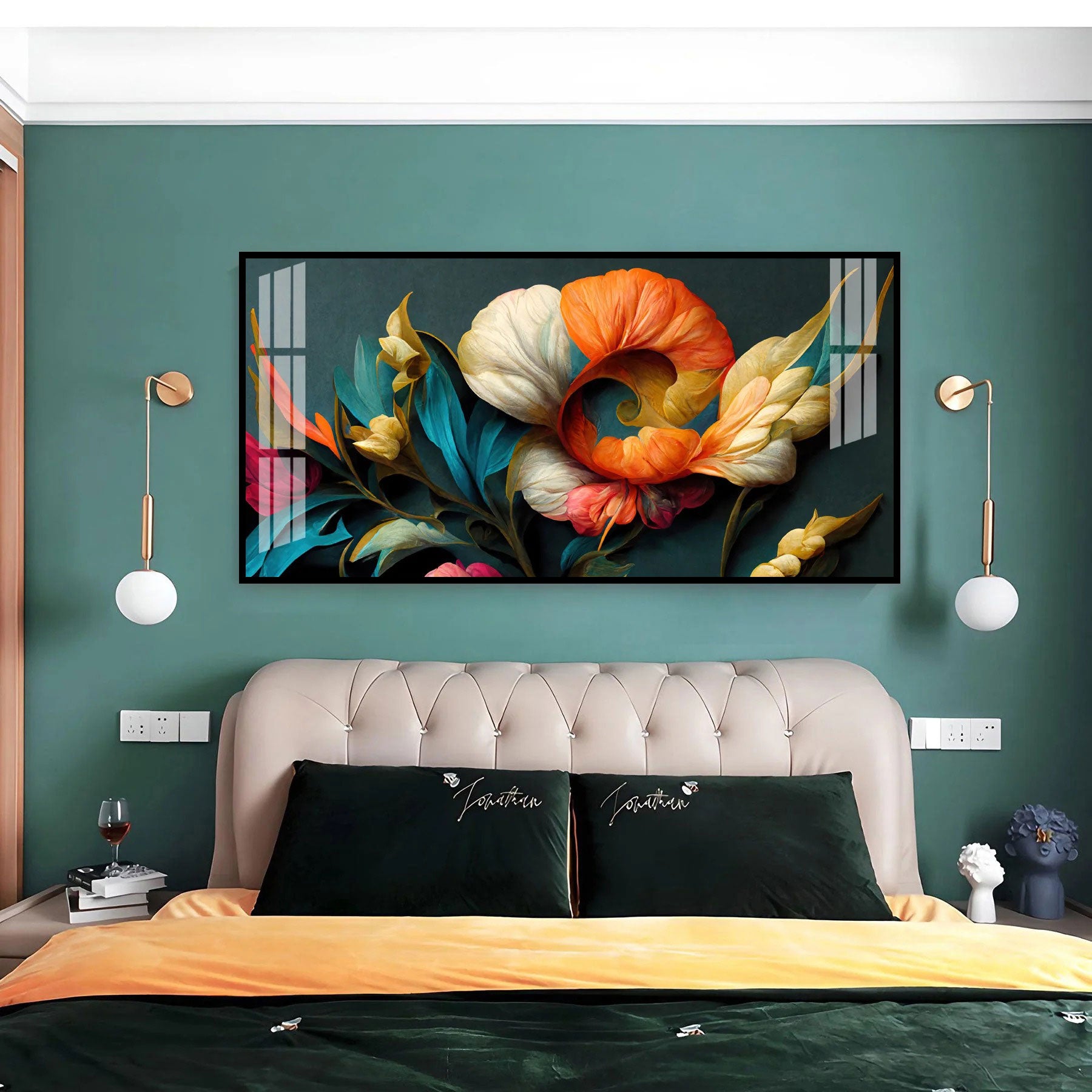 Stylish Floral Acrylic Wall Art Canvas With Colorful Design And Modern Art Style