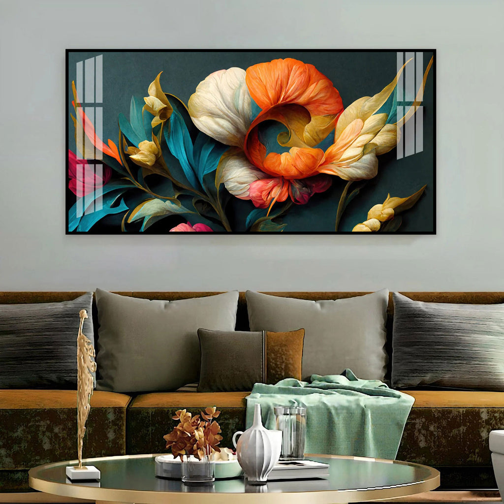 Stylish Floral Acrylic Wall Art Canvas With Colorful Design And Modern Art Style
