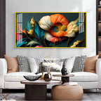 Stylish Floral Acrylic Wall Art Canvas With Colorful Design And Modern Art Style