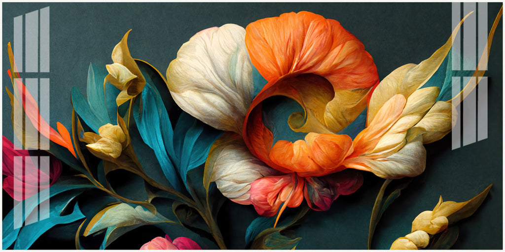 Stylish Floral Acrylic Wall Art Canvas With Colorful Design And Modern Art Style