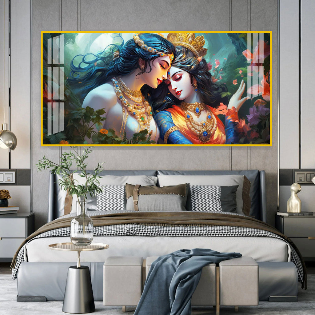 Modern Radha Krishna Acrylic Wall Art With Romantic And Spiritual Art Style
