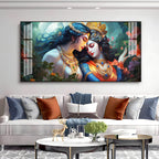 Modern Radha Krishna Acrylic Wall Art Canvas With Romantic And Spiritual Art Style