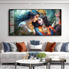 Modern Radha Krishna Acrylic Wall Art With Romantic And Spiritual Art Style