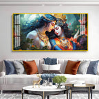Modern Radha Krishna Acrylic Wall Art With Romantic And Spiritual Art Style