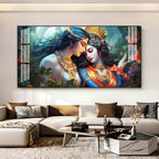 Modern Radha Krishna Acrylic Wall Art Canvas With Romantic And Spiritual Art Style