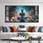Stylish Buddha Meditation Acrylic Wall Art Canvas With Nature And Peaceful Theme