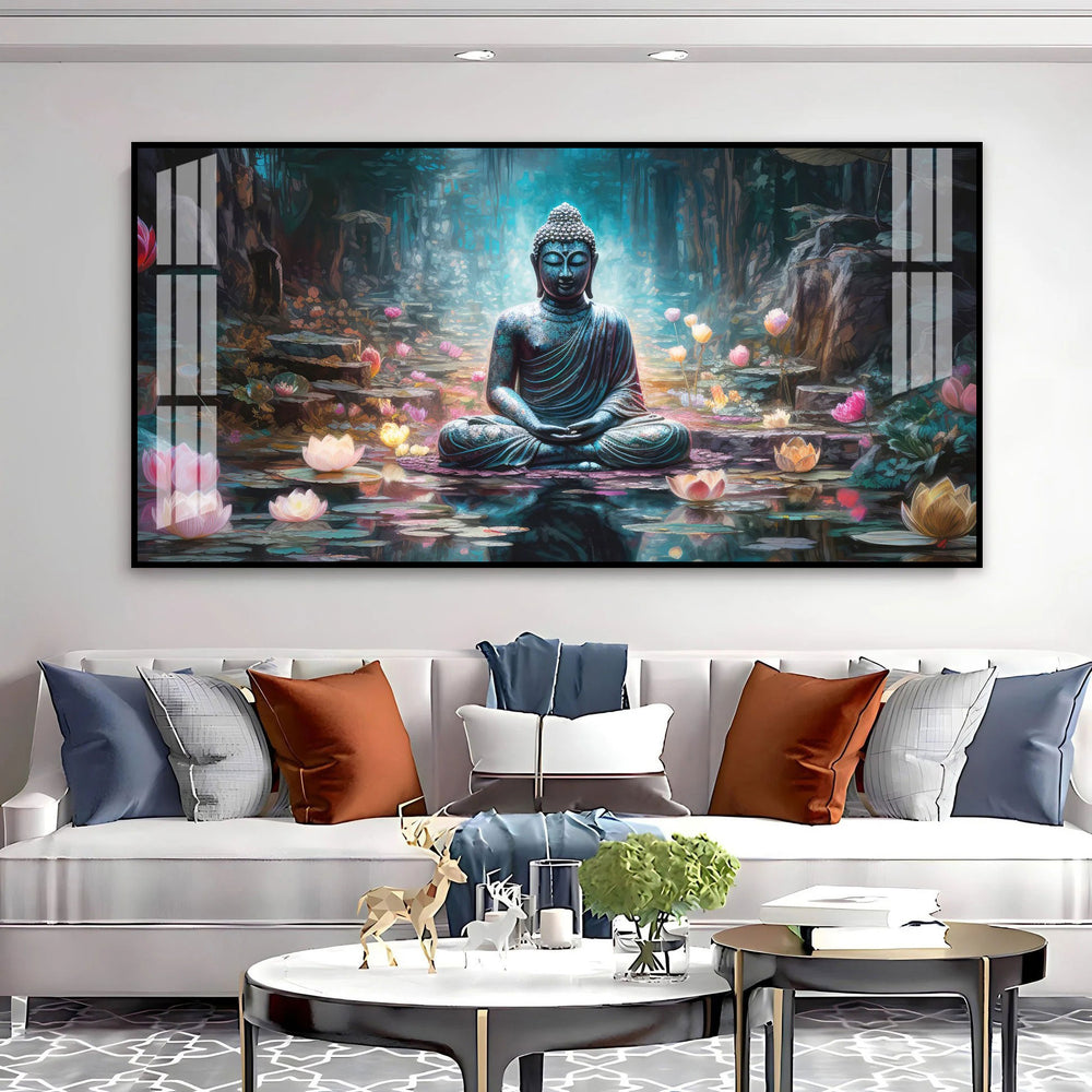 Stylish Buddha Meditation Acrylic Wall Art Canvas With Nature And Peaceful Theme
