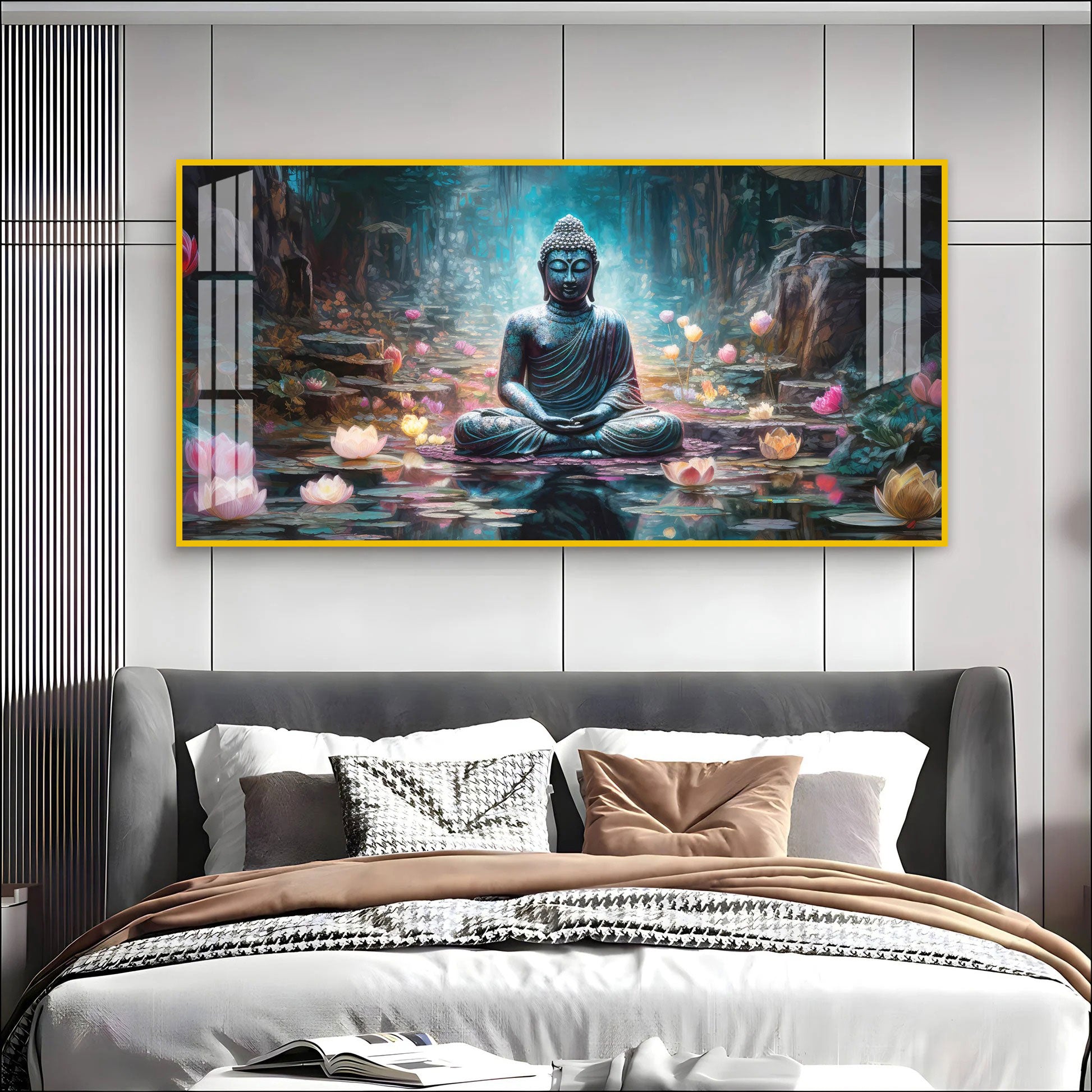 Stylish Buddha Meditation Acrylic Wall Art Canvas With Nature And Peaceful Theme
