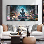 Stylish Buddha Meditation Acrylic Wall Art Canvas With Nature And Peaceful Theme