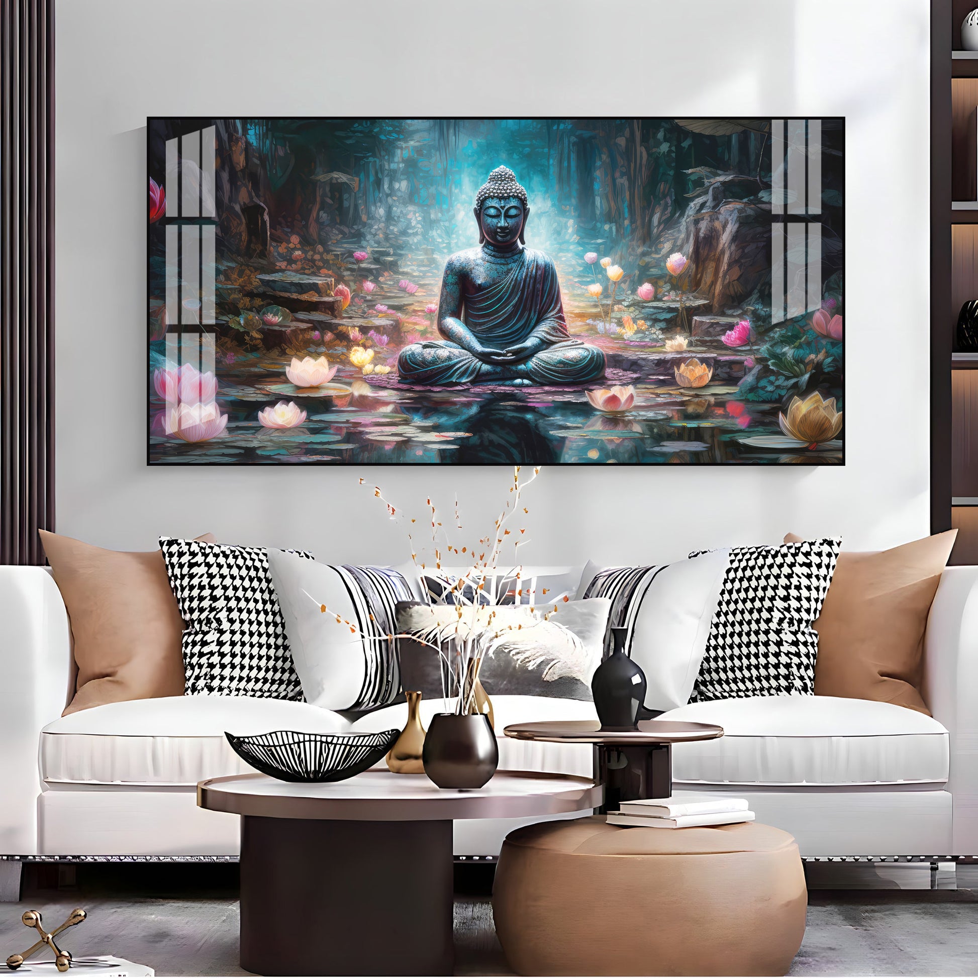 Stylish Buddha Meditation Acrylic Wall Art Canvas With Nature And Peaceful Theme