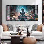 Stylish Buddha Meditation Acrylic Wall Art Canvas With Nature And Peaceful Theme