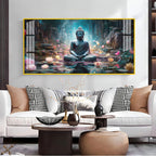 Stylish Buddha Meditation Acrylic Wall Art Canvas With Nature And Peaceful Theme