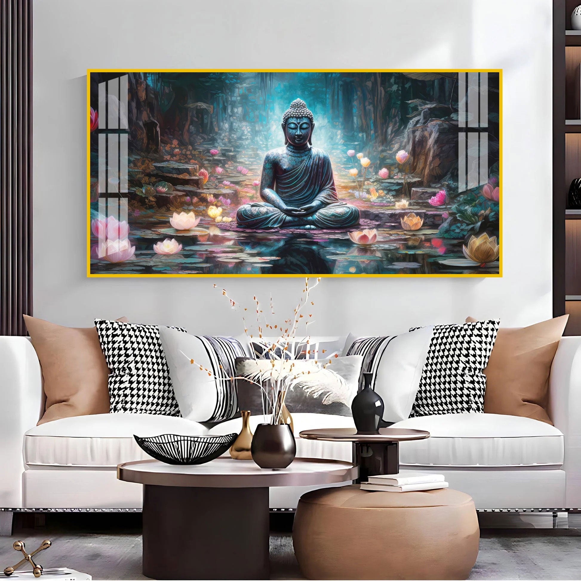 Stylish Buddha Meditation Acrylic Wall Art Canvas With Nature And Peaceful Theme