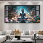 Stylish Buddha Meditation Acrylic Wall Art Canvas With Nature And Peaceful Theme