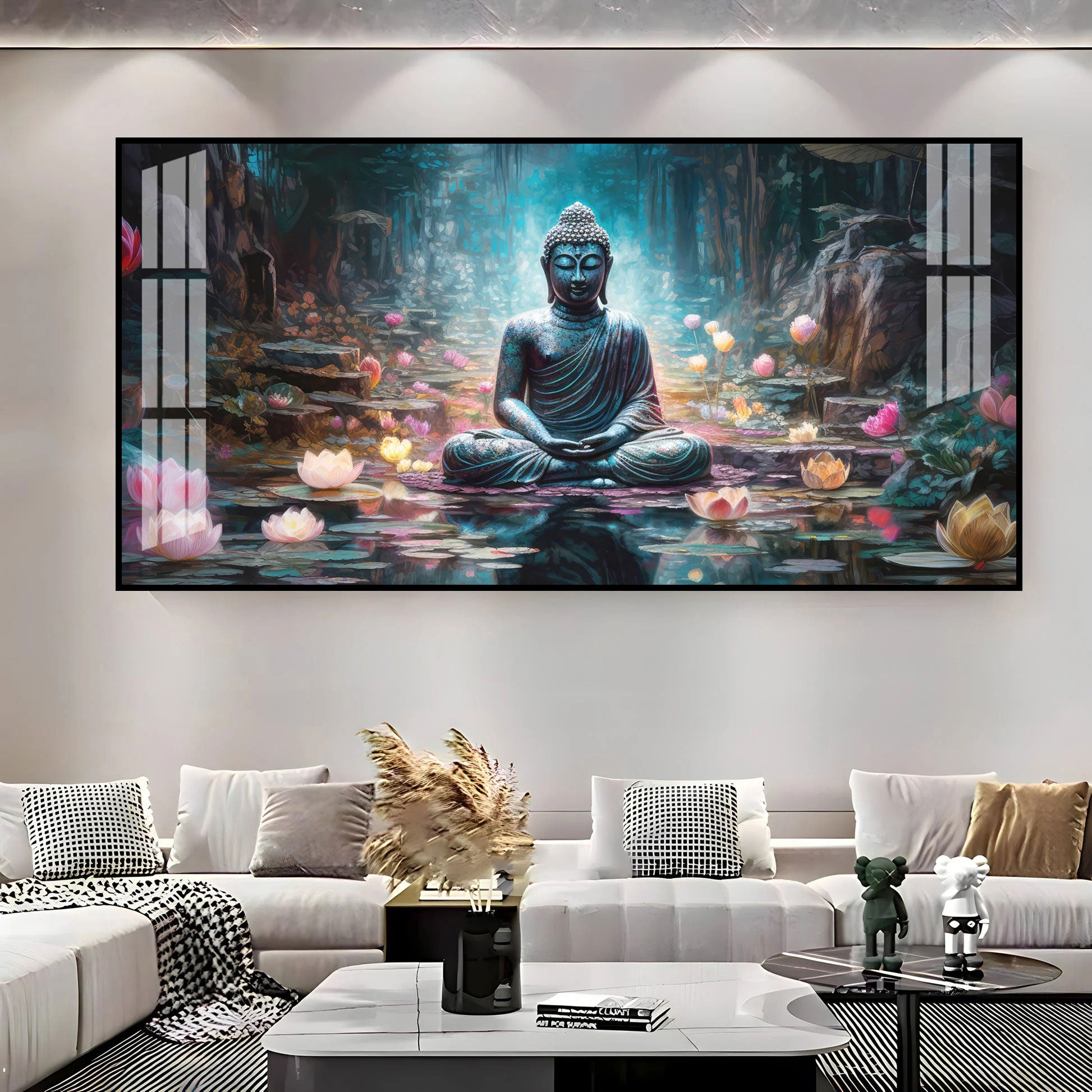 Stylish Buddha Meditation Acrylic Wall Art Canvas With Nature And Peaceful Theme