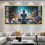 Stylish Buddha Meditation Acrylic Wall Art Canvas With Nature And Peaceful Theme