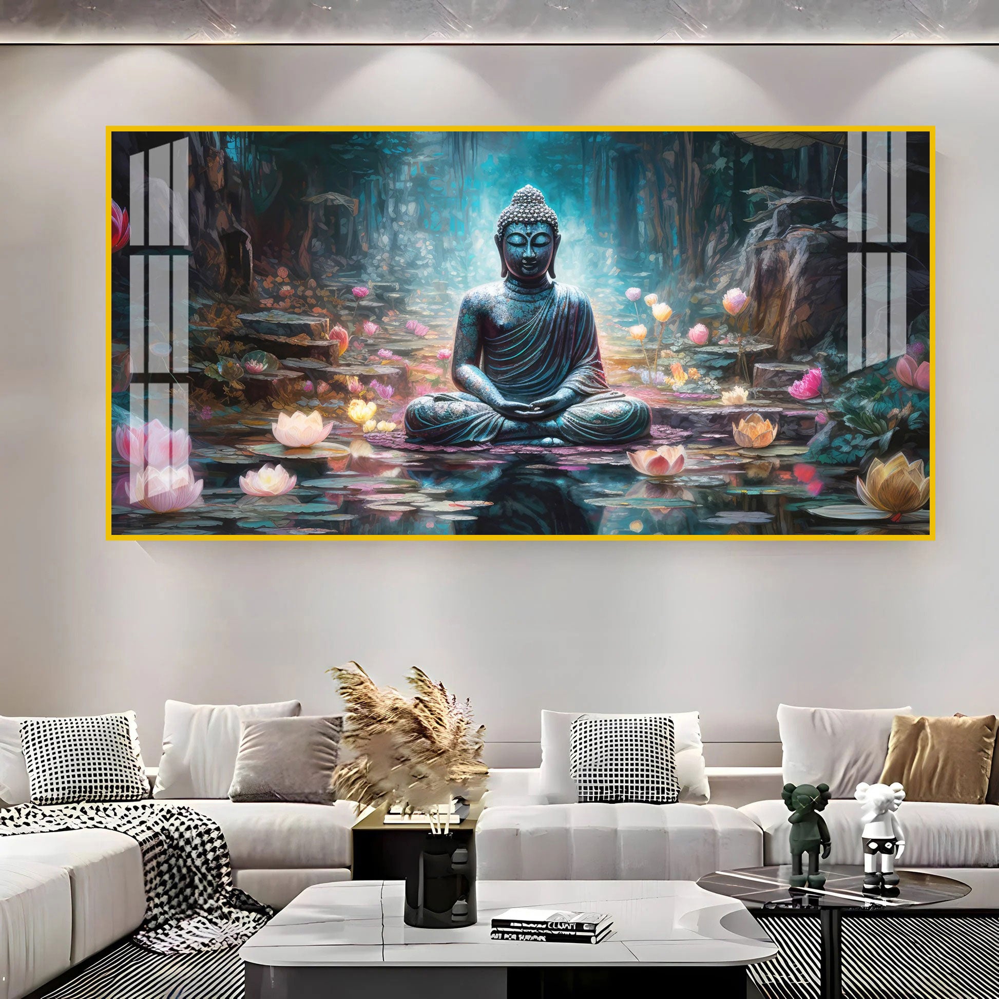 Stylish Buddha Meditation Acrylic Wall Art Canvas With Nature And Peaceful Theme