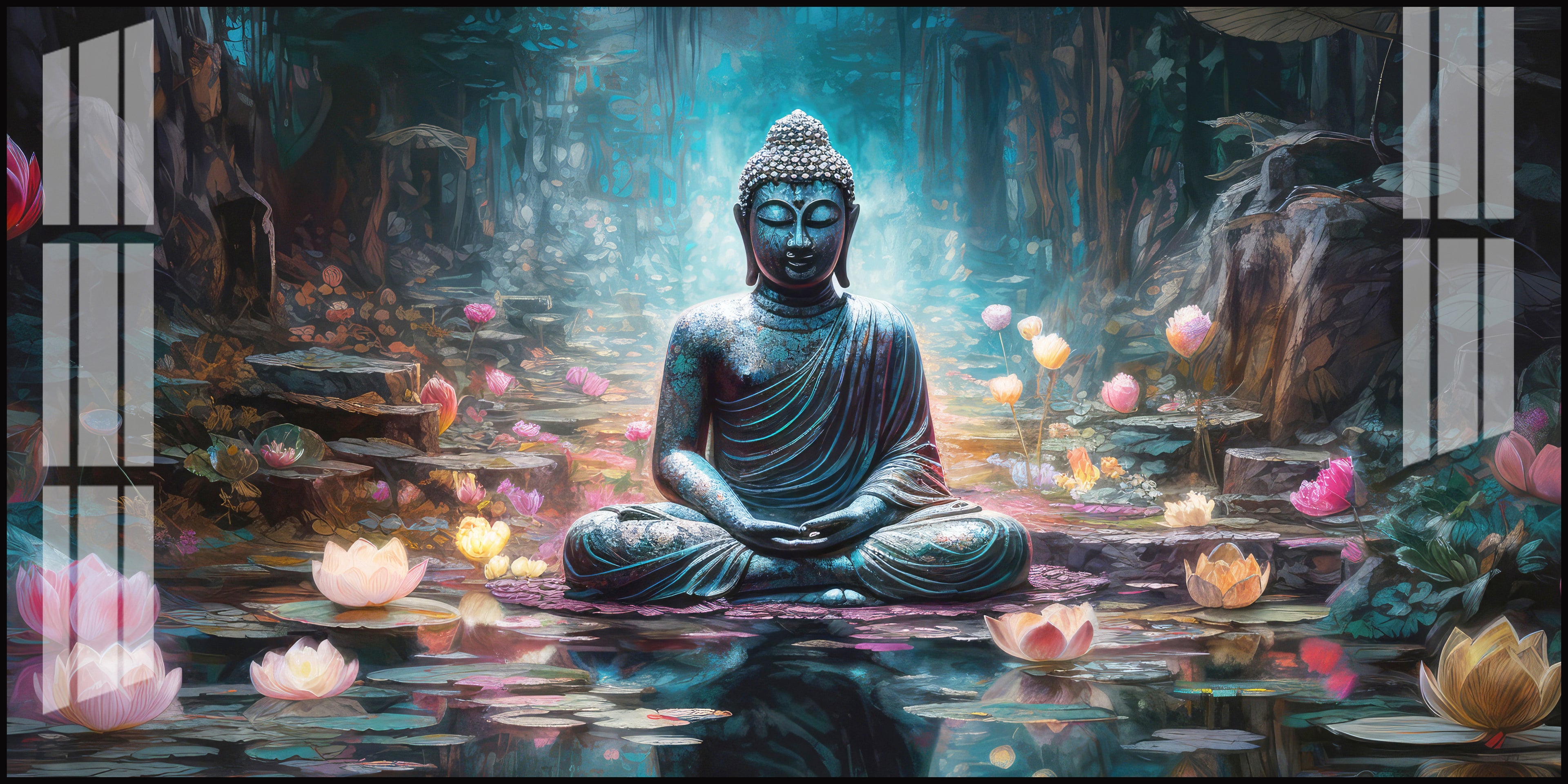 Stylish Buddha Meditation Acrylic Wall Art Canvas With Nature And Peaceful Theme