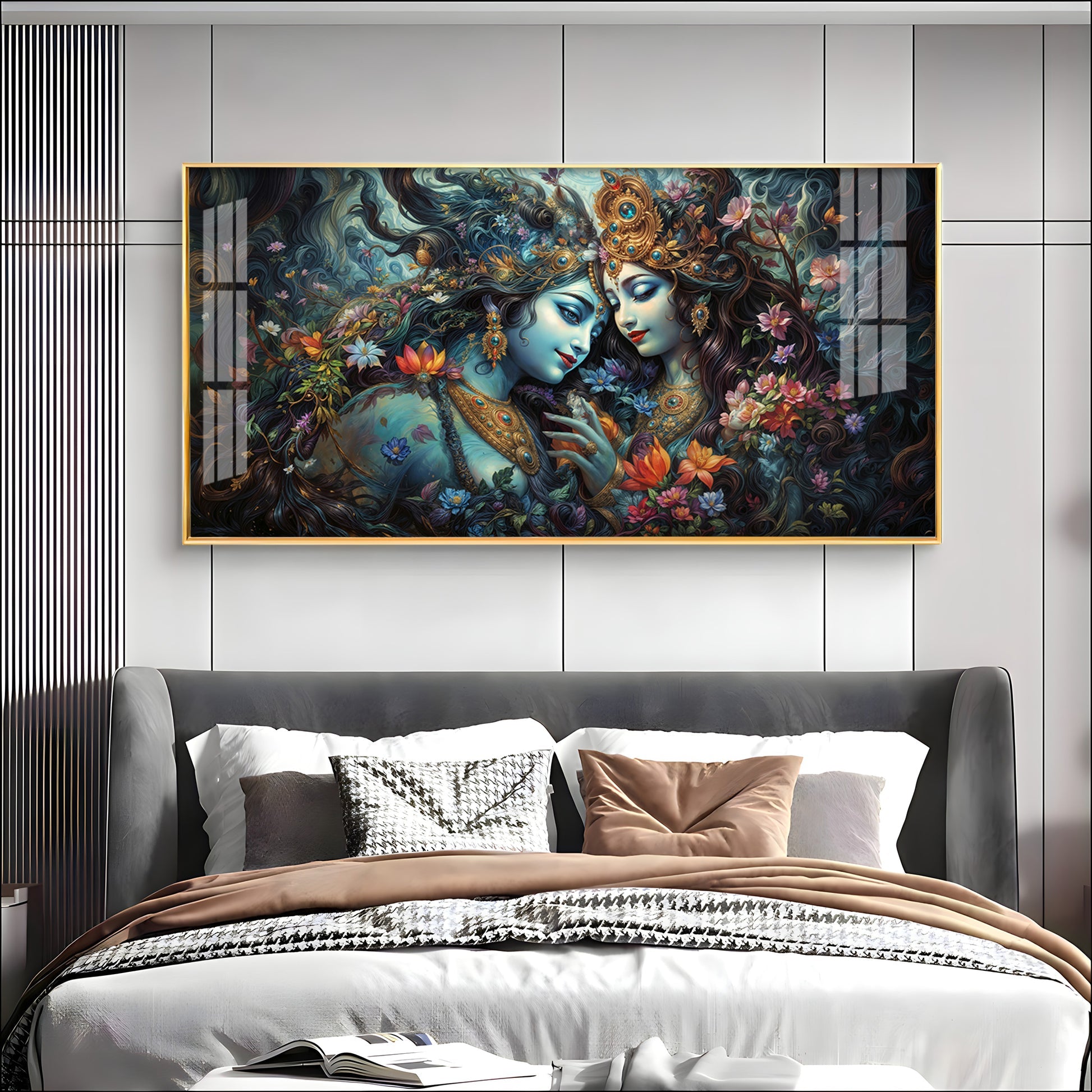 Mystical Love Of Radha Krishna Premium Acrylic Horizontal Wall Art