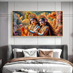 Premium Spiritual Radha Krishna Acrylic Wall Art with Golden Accents