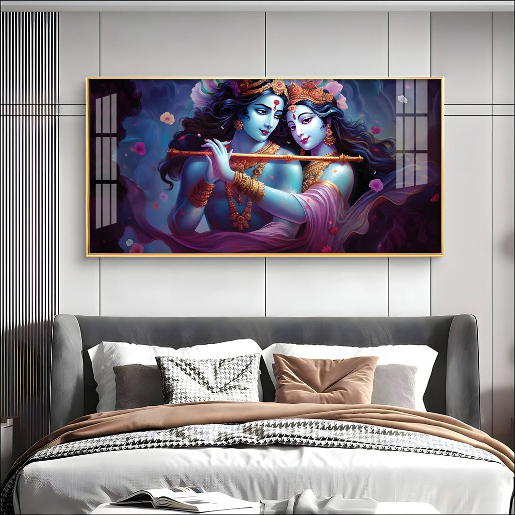 Radha Krishna Unforgetful Love Premium Acrylic Horizontal Wall Art