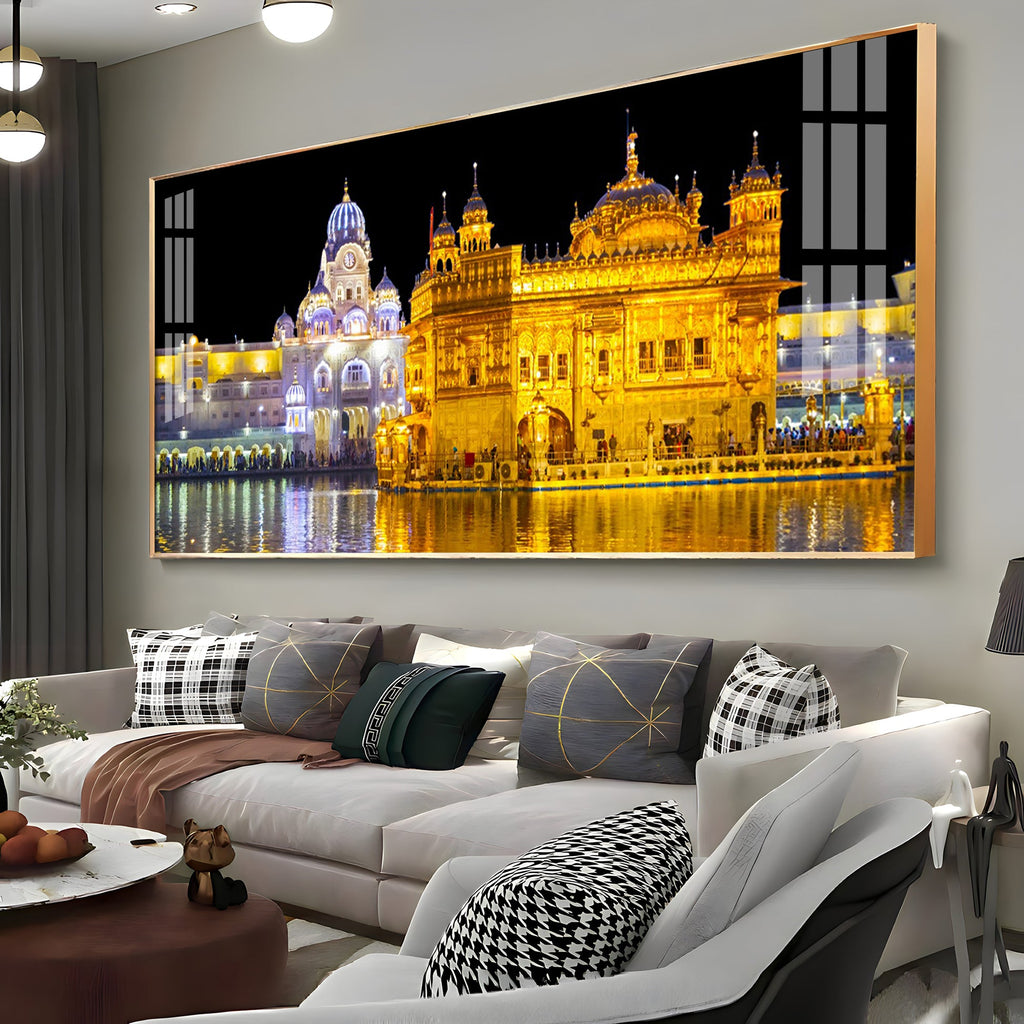 The Majestic Golden Temple Premium Acrylic Horizontal Wall Art