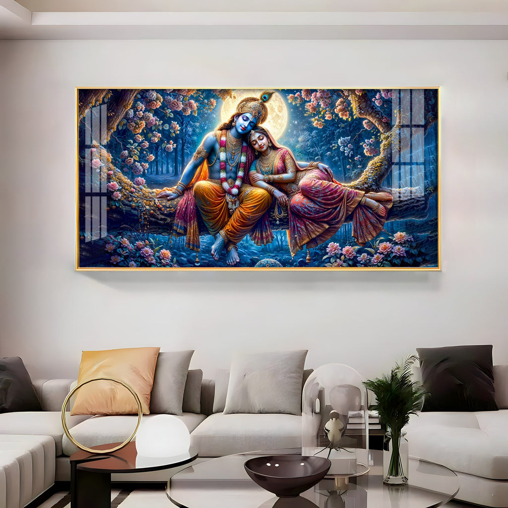Krishna and His Beloved Premium Acrylic Horizontal Wall Art