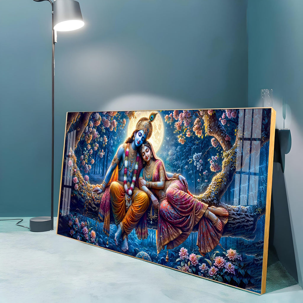Krishna and His Beloved Premium Acrylic Horizontal Wall Art