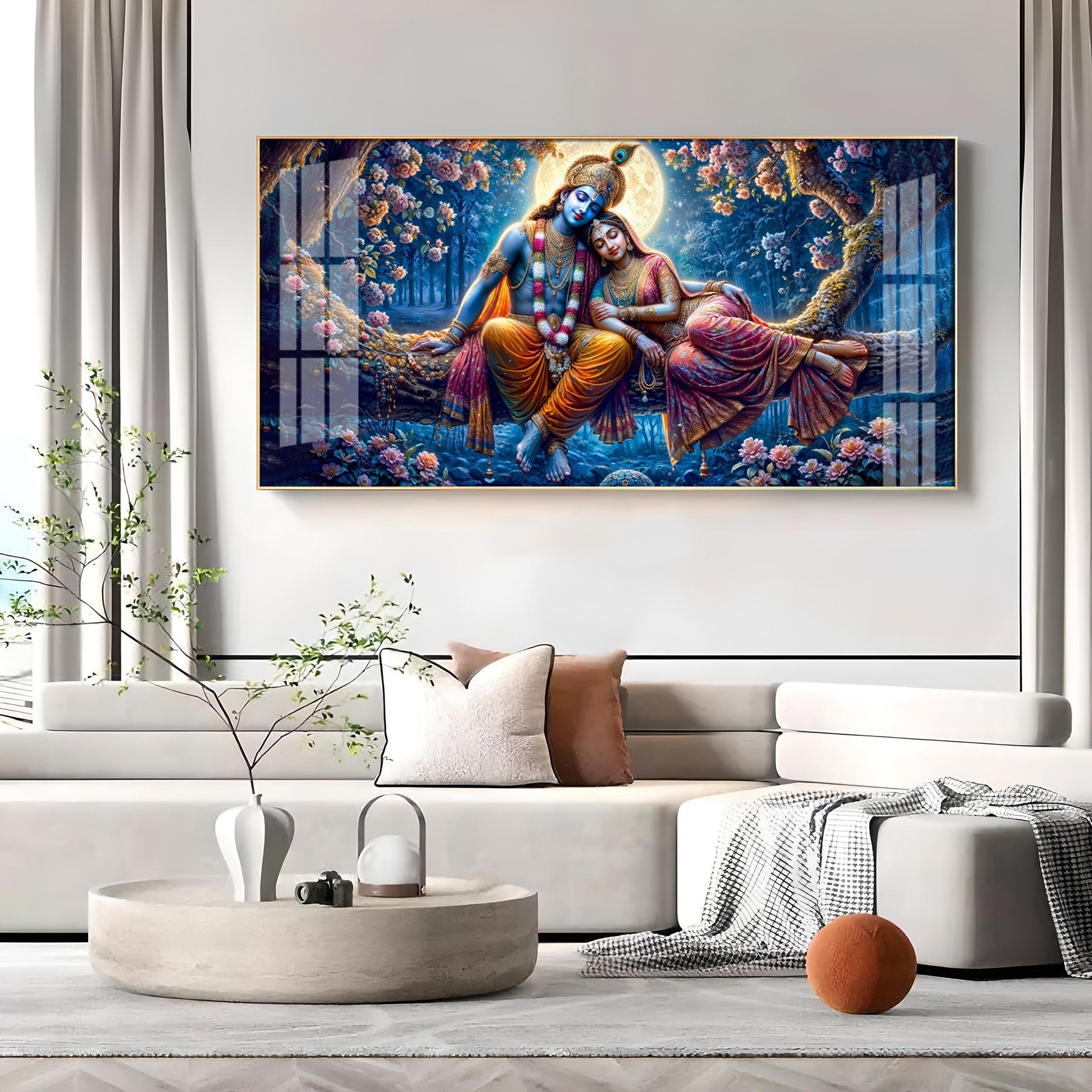 Krishna and His Beloved Premium Acrylic Horizontal Wall Art