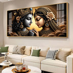 Premium Spiritual Radha Krishna Portrait Acrylic Wall Decor for Living Room
