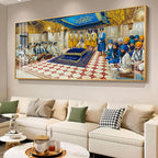 Spiritual Gurudwara Scene Acrylic Wall Painting with Devotional Gathering