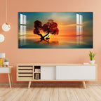 Elegant Sunset Landscape Acrylic Wall Painting with Serene Water Reflection
