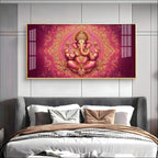 Divine Pink Mandala Lord Ganesha Premium Acrylic Wall Painting for Living Room Decor