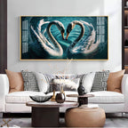 Elegant White Swan Pair Symbol of Love Designer Acrylic Wall Painting