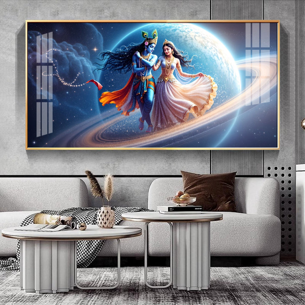 Modern Radha Krishna Universe Theme Luxury Acrylic wall painting