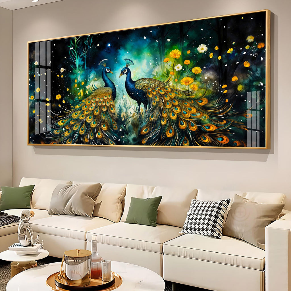 Royal Peacock Pair Nature Elegance Premium Acrylic wall painting