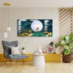 Golden Deer Moonlight Landscape Artistic Premium Acrylic wall painting