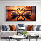 Love Birds Swan Couple Golden Hour Acrylic wall painting