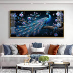 Royal Peacock Floral Night Theme Premium Acrylic wall painting