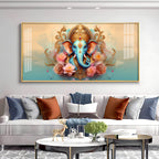 Divine Lord Ganesha Floral Art Premium Acrylic wall painting