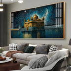 Golden Temple Night View Spiritual Art acrylic wall painting